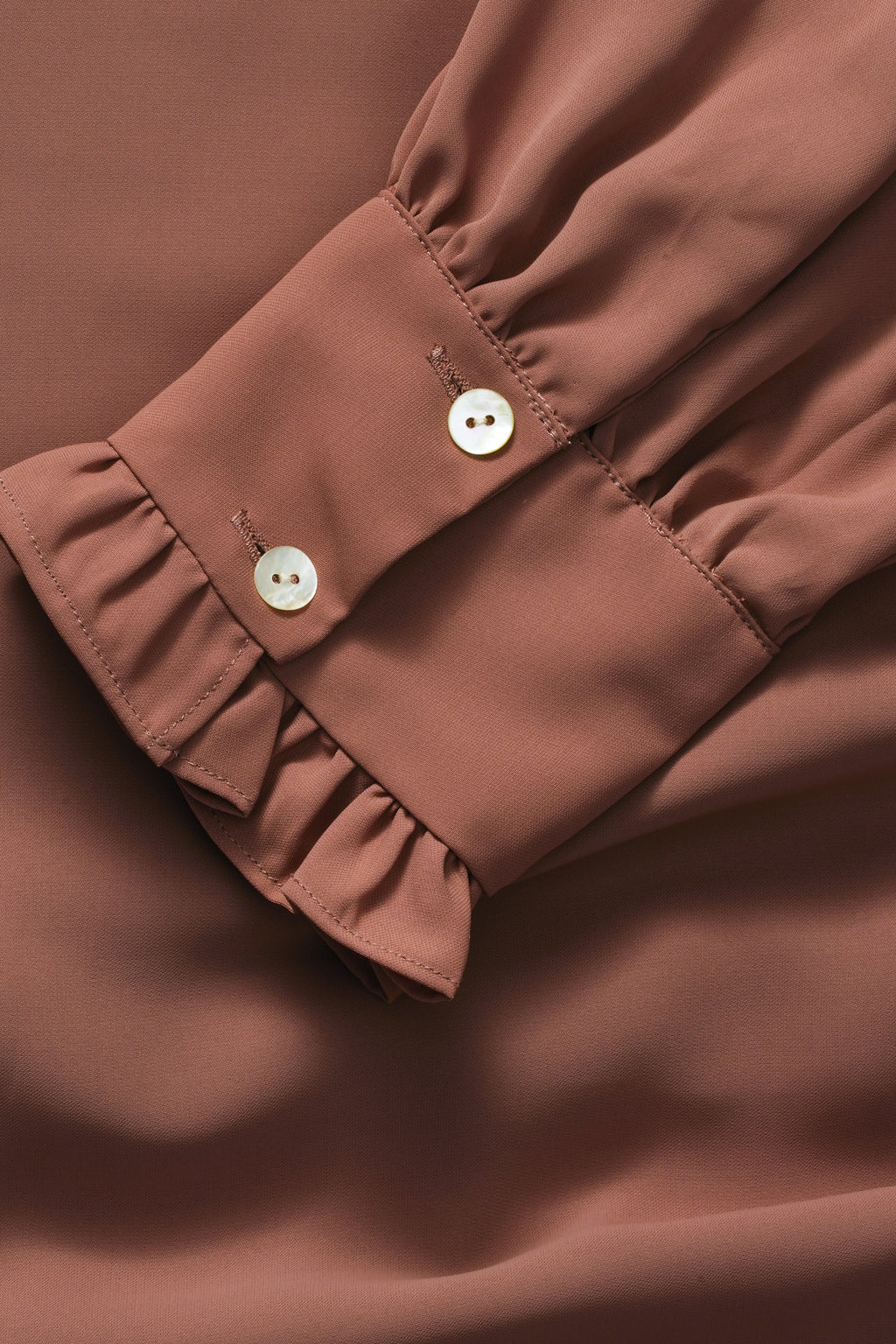 Front Pleated Ruffle Neck Shirt