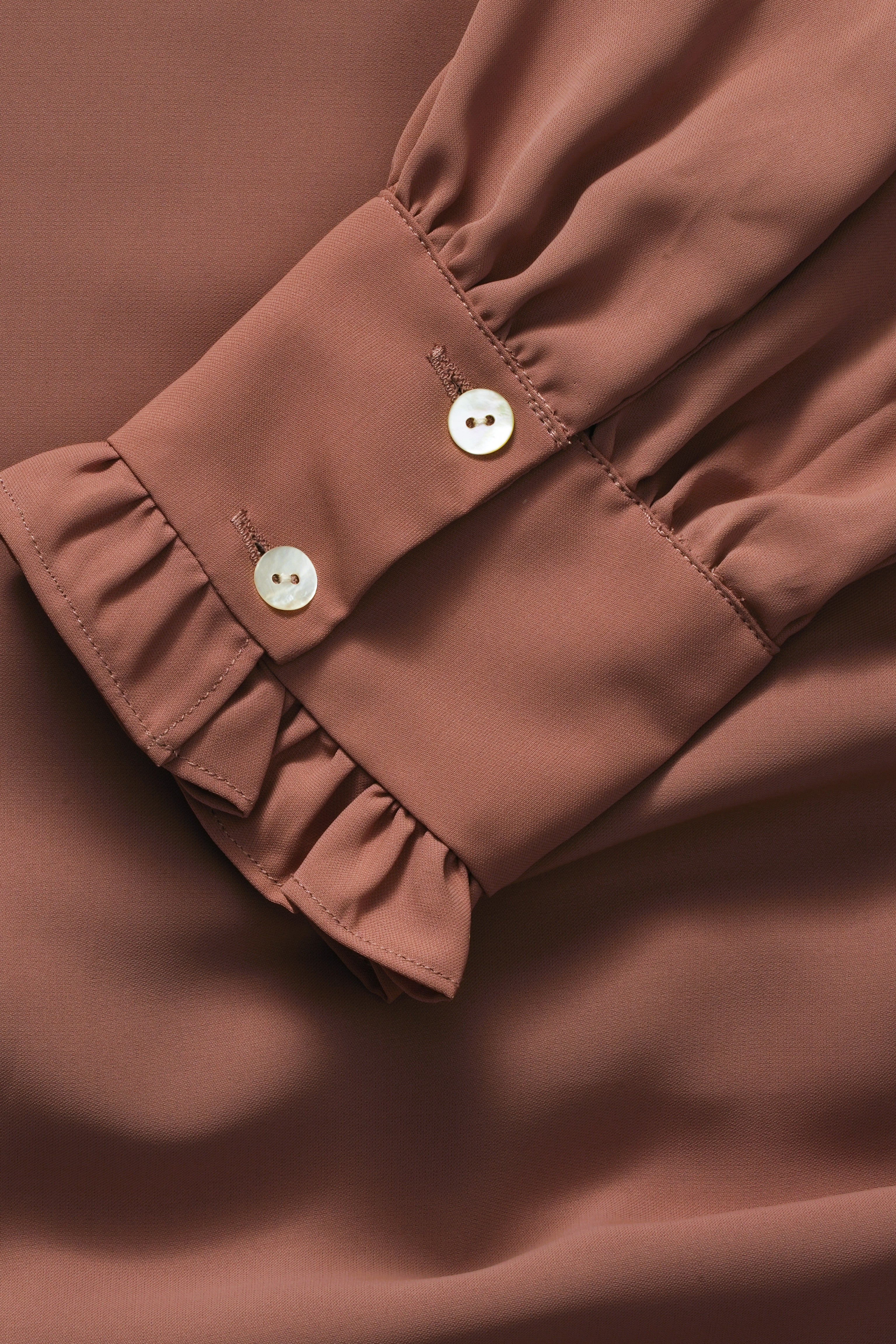 Front Pleated Ruffle Neck Shirt
