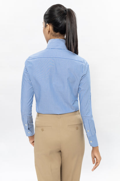 Striped Shirt With Stand Collar