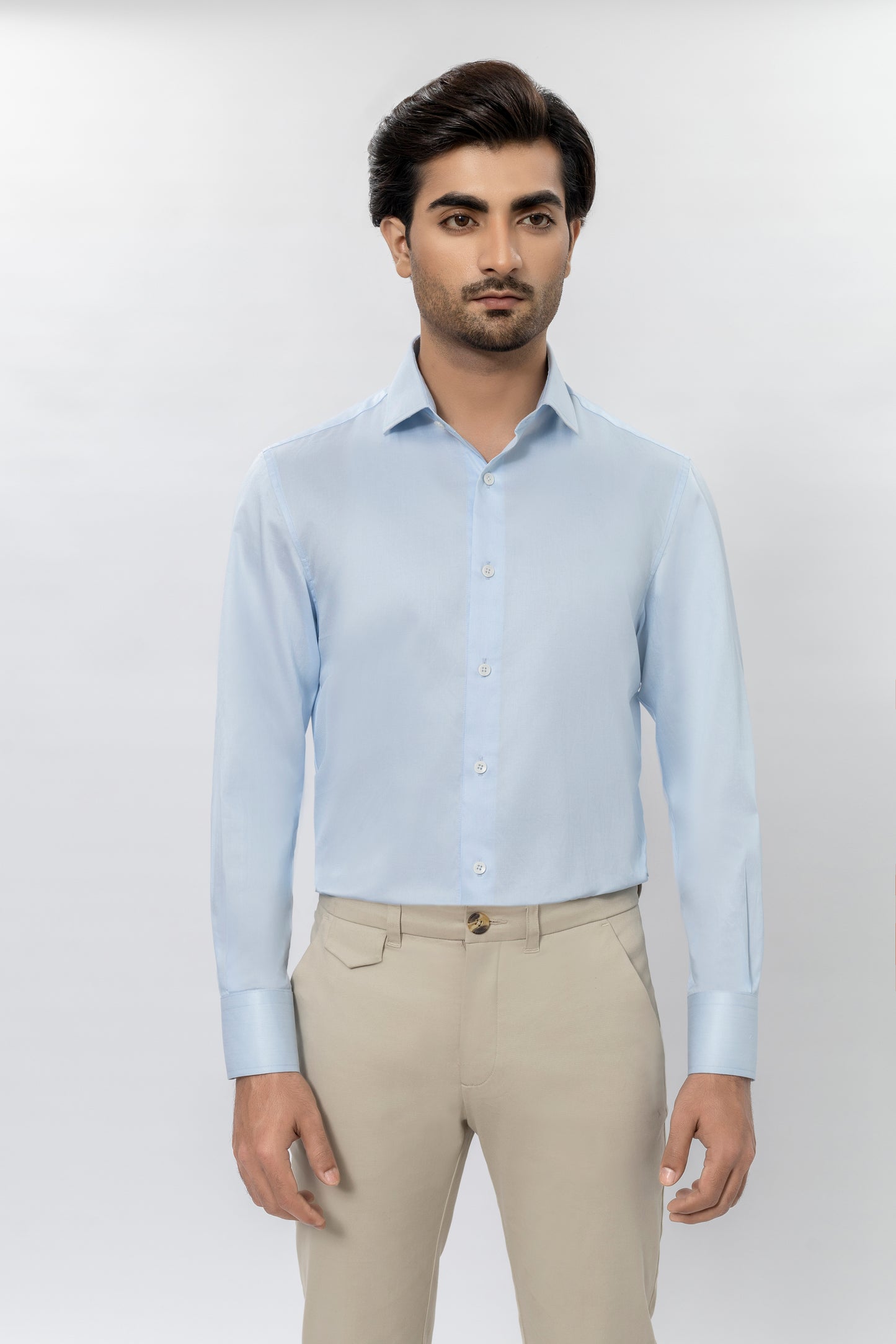 Cutaway Collar Textured Shirt