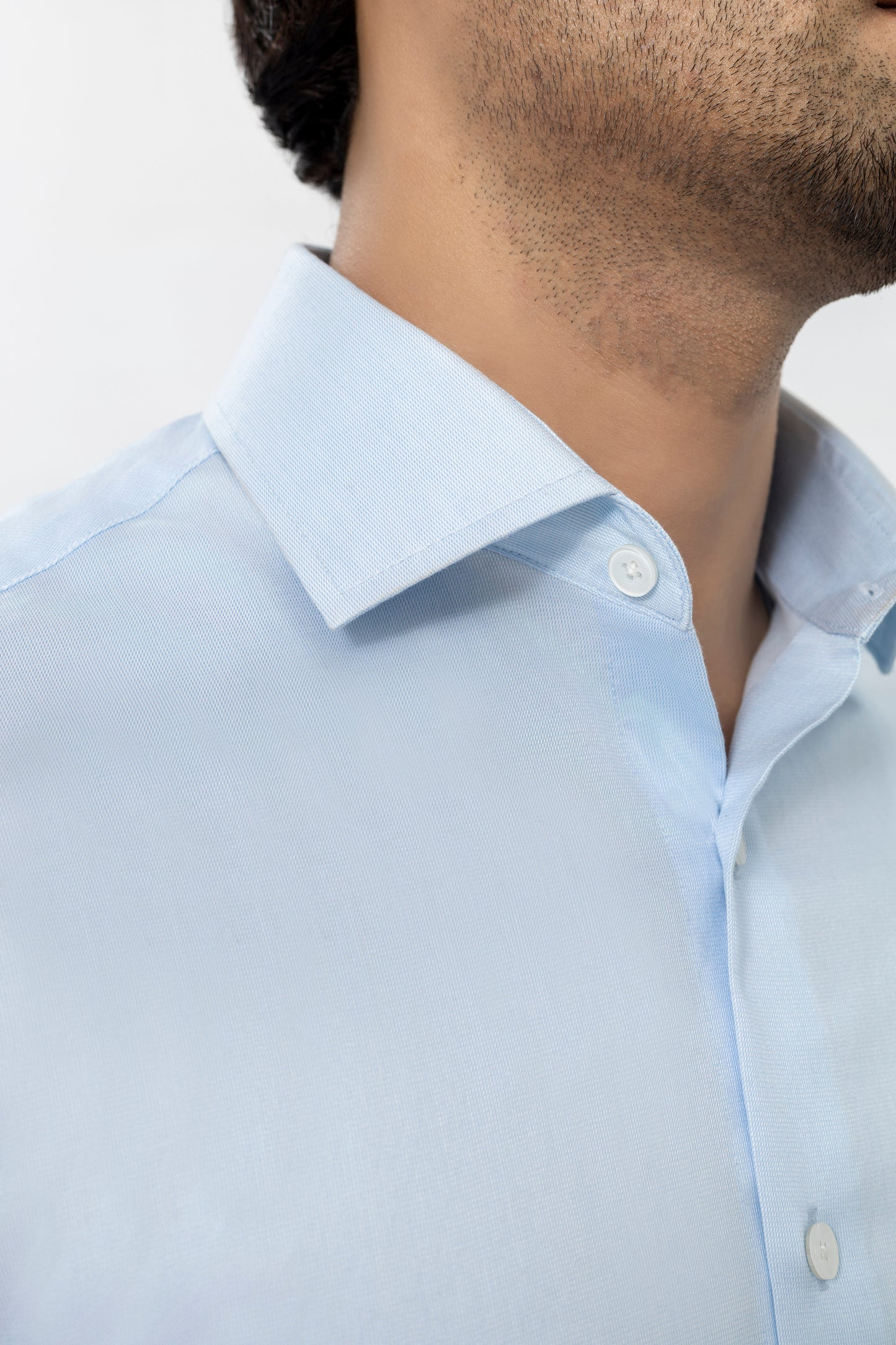 Cutaway Collar Textured Shirt