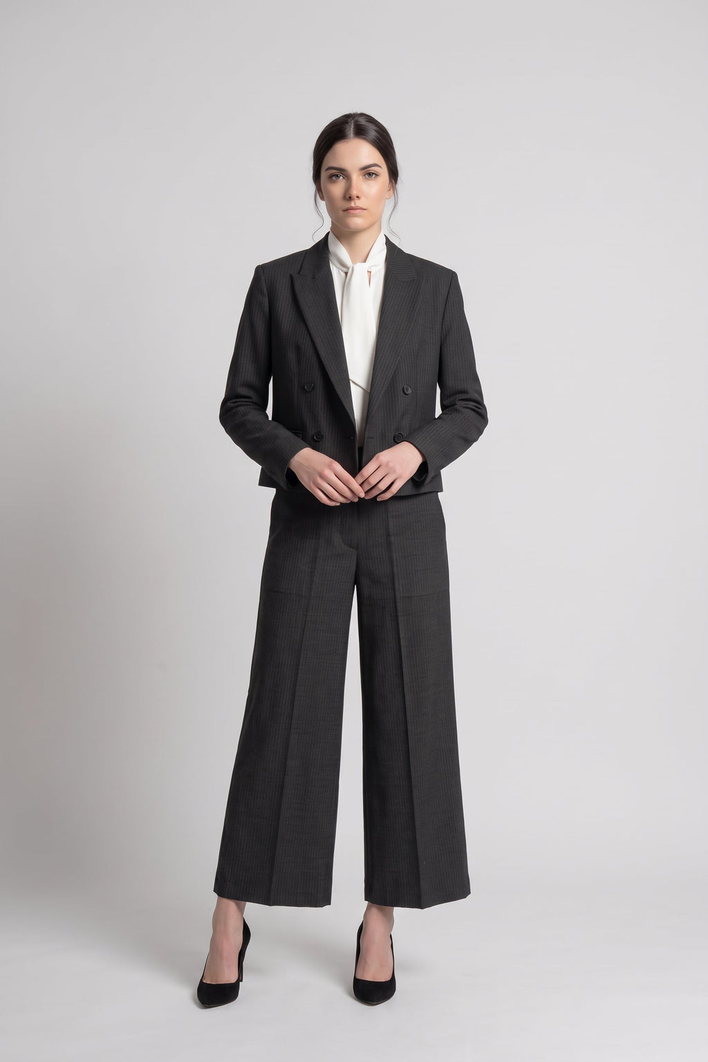 charcoal pinstripe