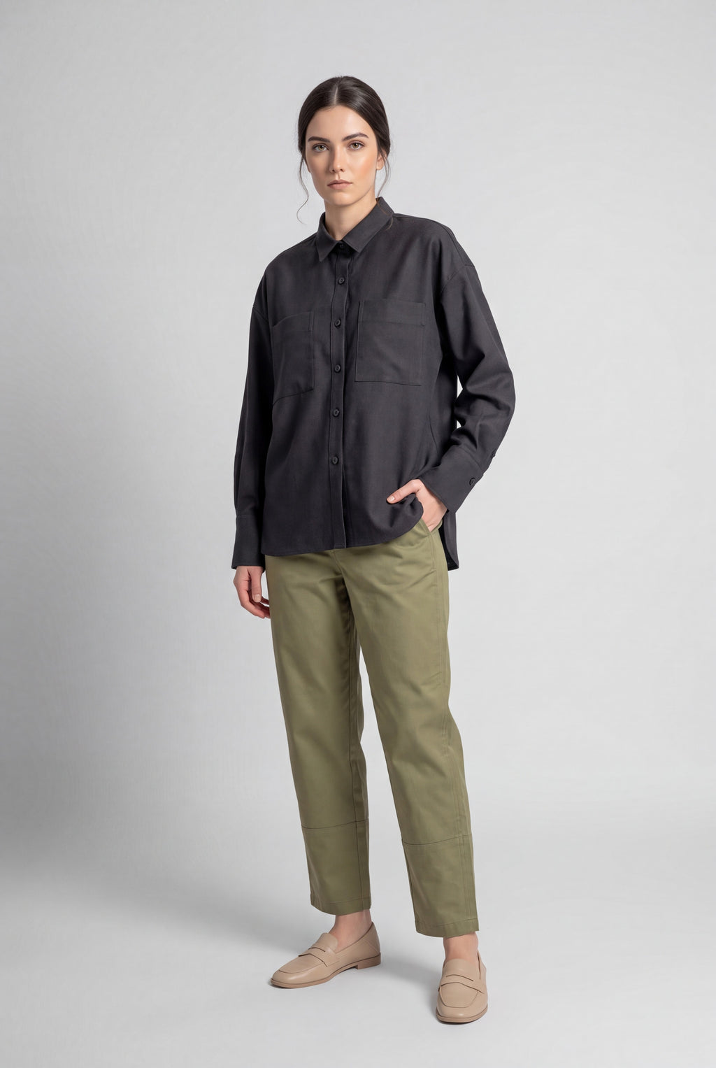 Cropped Length Barrel Pants