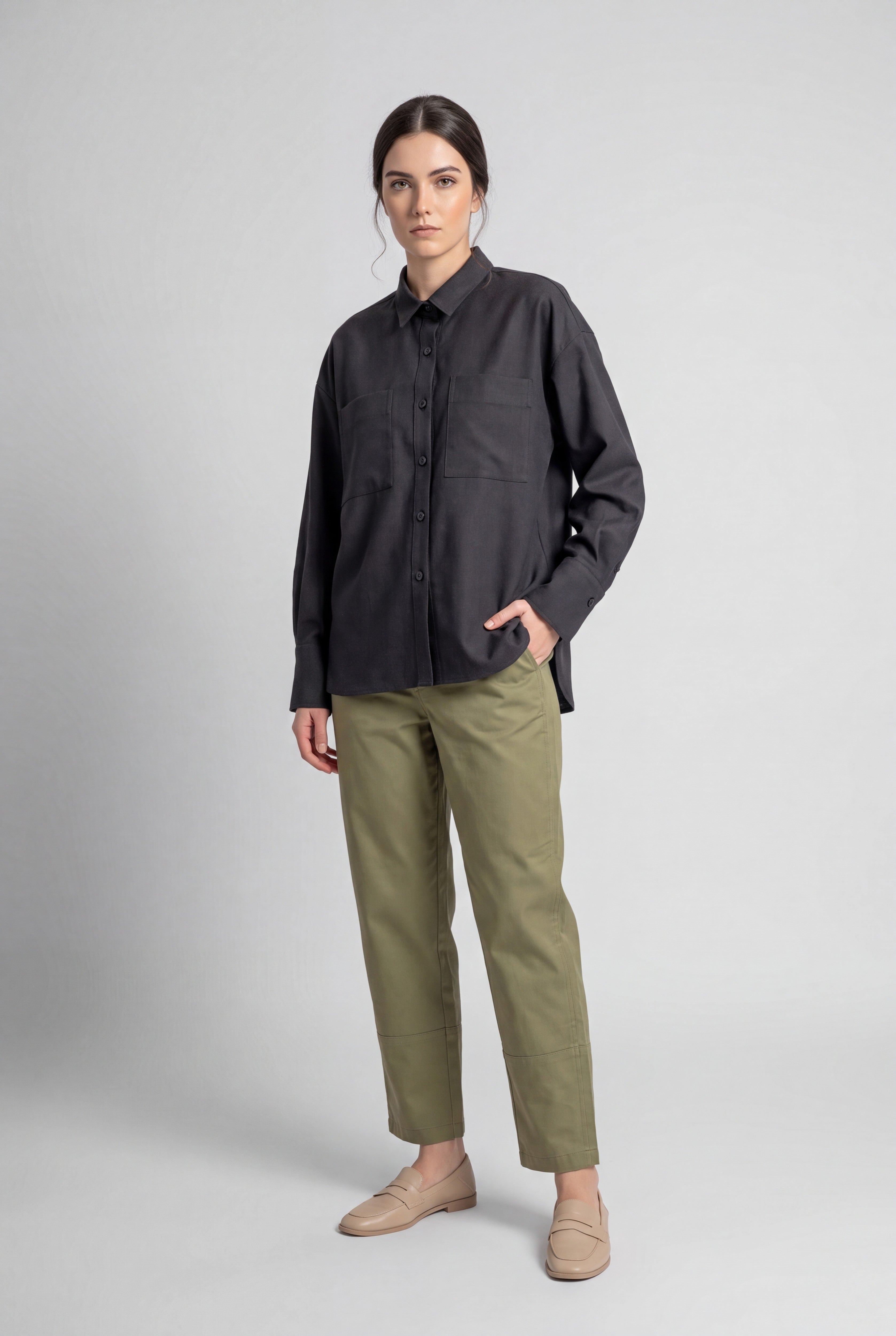 Cropped Length Barrel Pants