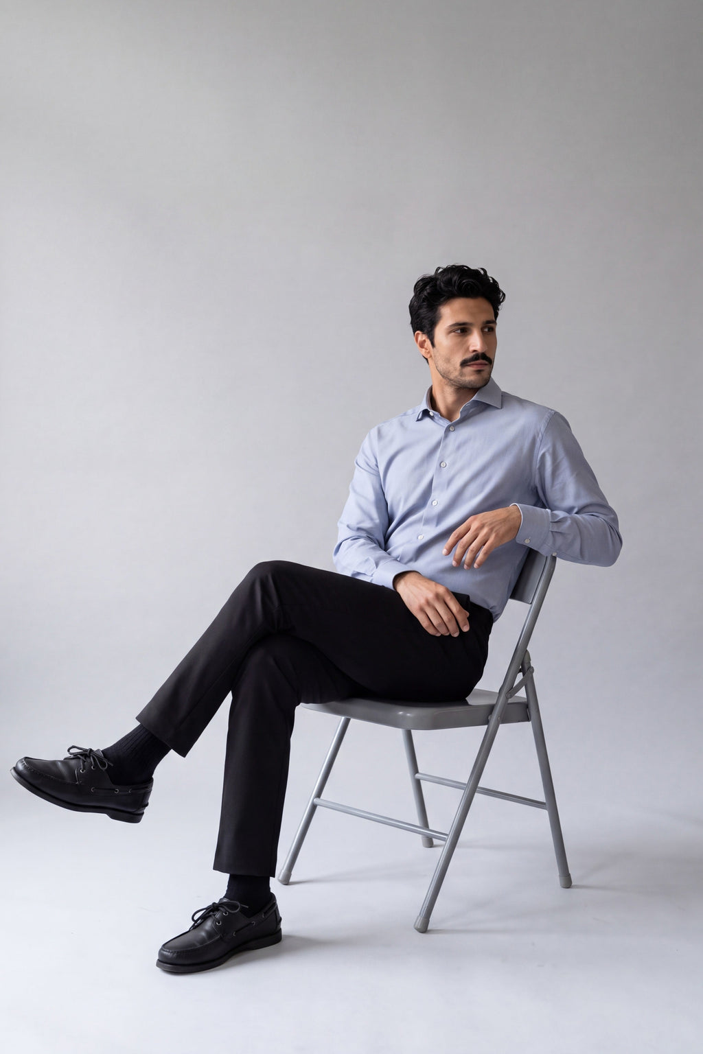 Cotton Blend Spread Collar Shirt