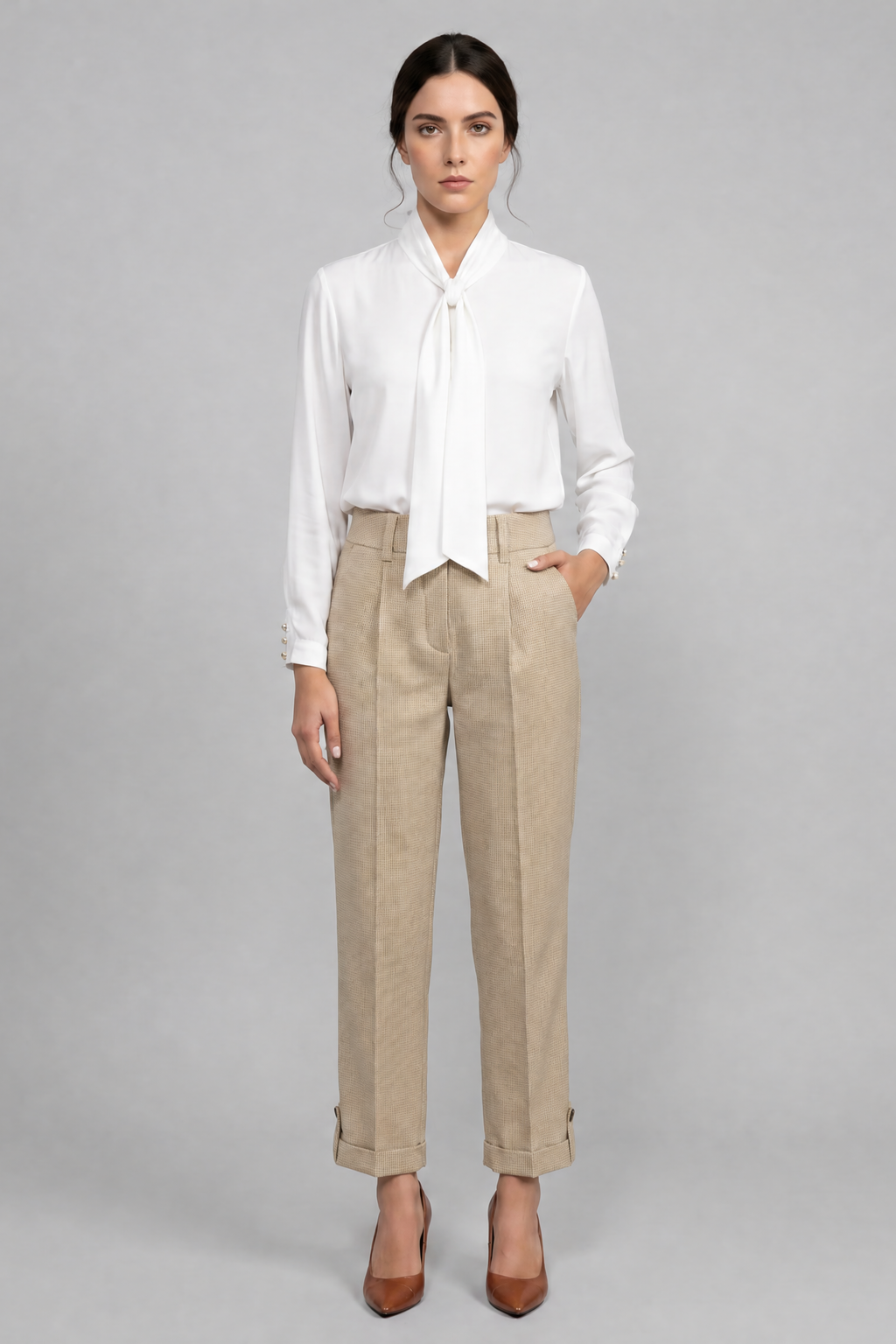 Straight Legged Pincheck Pants